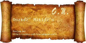 Oszkó Miklós névjegykártya